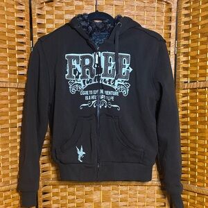 Free Culture dark brown zip up jacket